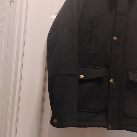 London Fog Black Hooded Jacket Gold Buttons Children’s Winter Coat Size XL14/16 - Picture 3 of 7